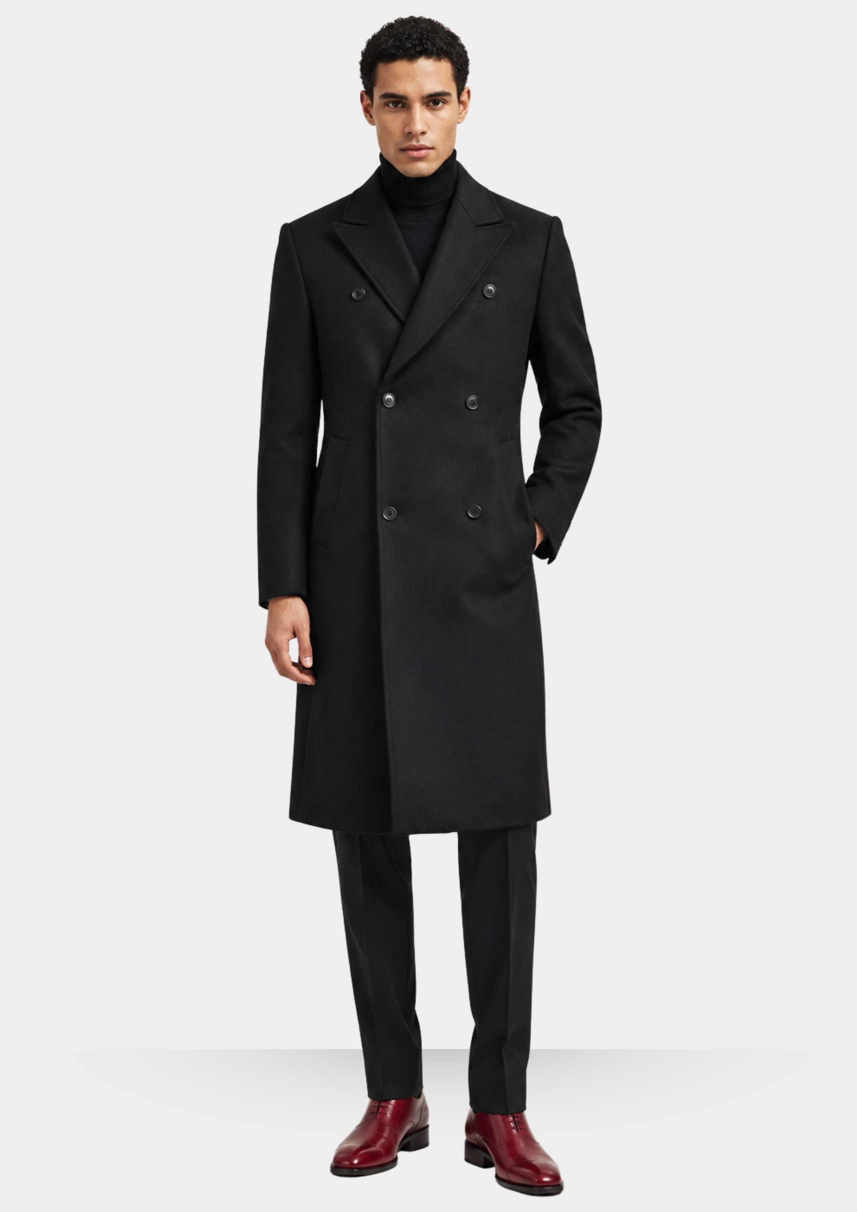 Manteau Long en Tweed Noir